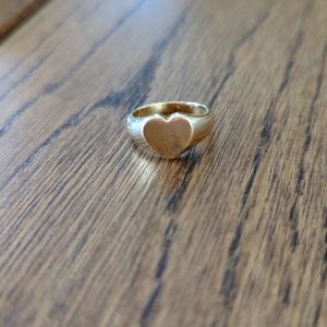 14k heart signet ring